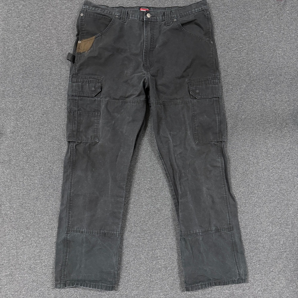Wrangler Workwear Cargo Pants Mens 38x30 Black Good Ripstop Utility Double Knee
